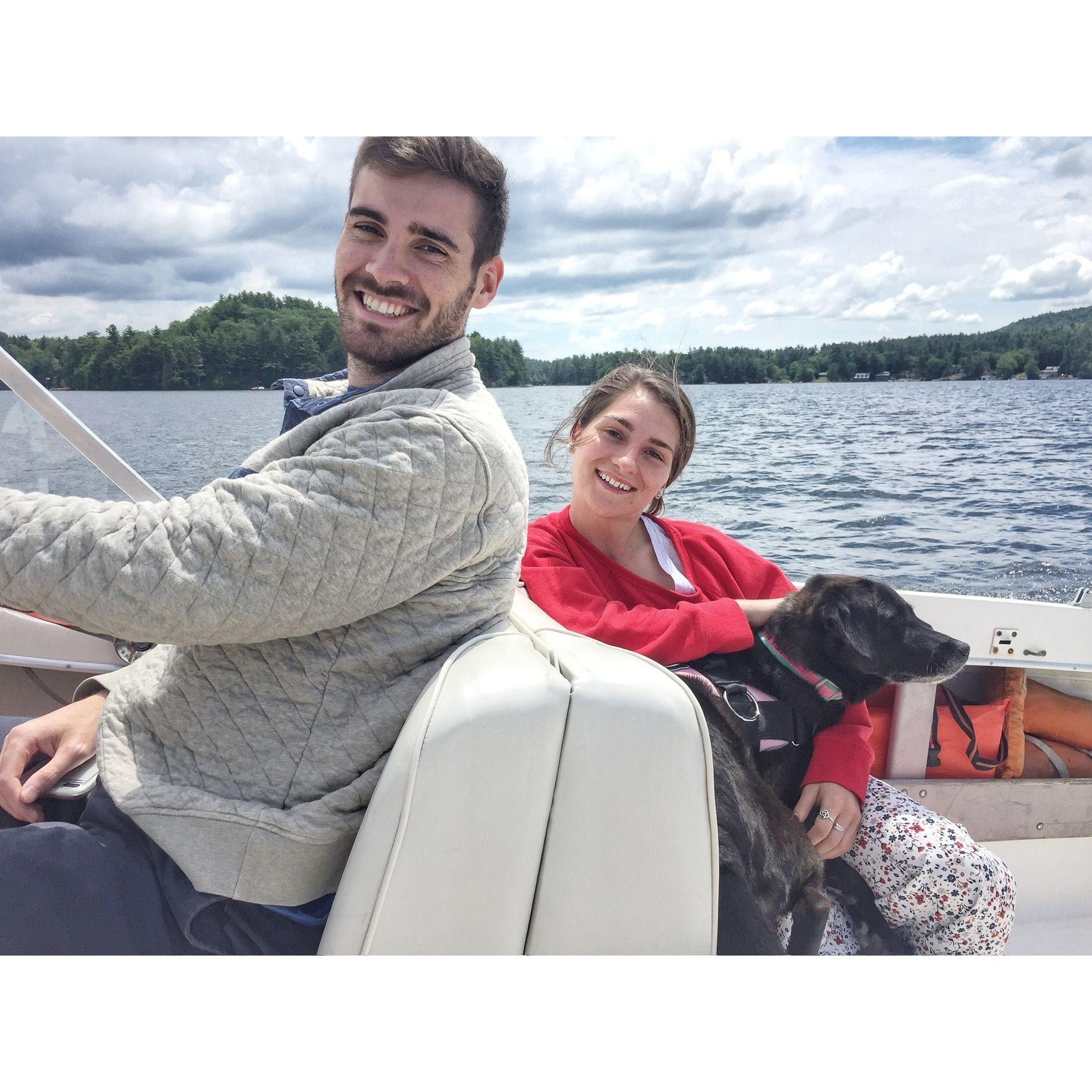 Enjoying a weekend on Great East lake at Uncle Phil and Aunt Jan's cabin.