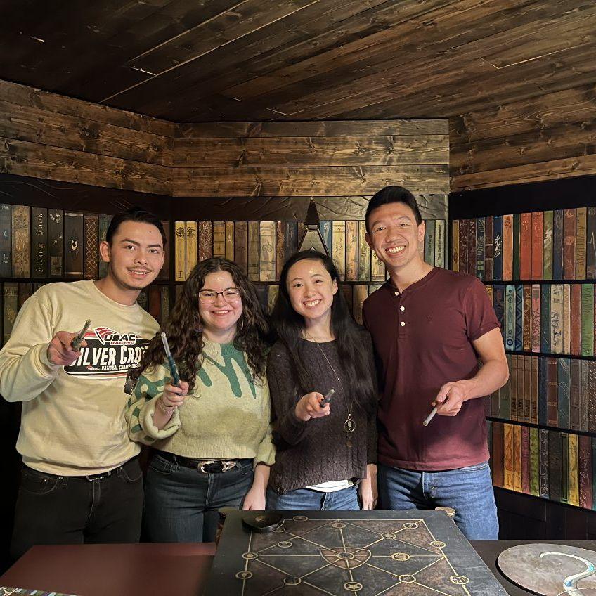 Our friends Lindsey and Justin at an escape room