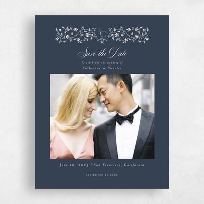 Grayed Navy, Blue Wedding Save the Date - Siofra Photo