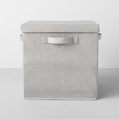 Deep Fabric Bin With Lid 13"Wx13"Dx13"H Light Gray - Made By Design™