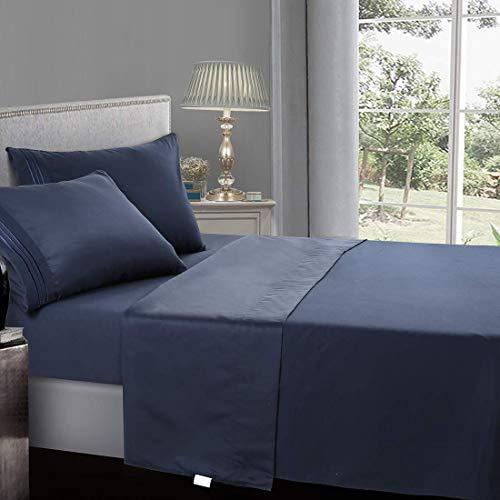 INGALIK Premium Bed Sheet Set 4 Piece 120 GSM Brushed Microfiber,1800 Series Hotel Luxury Bedding Sheets,Ultra Soft,Comfy,Fade Resistant,No Shrinkage,Hypoallergenic,Deep Pocket（Navy,Queen）
