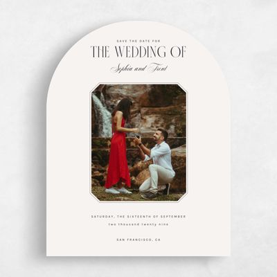 Beige Arch Wedding Save the Date - Naida Photo