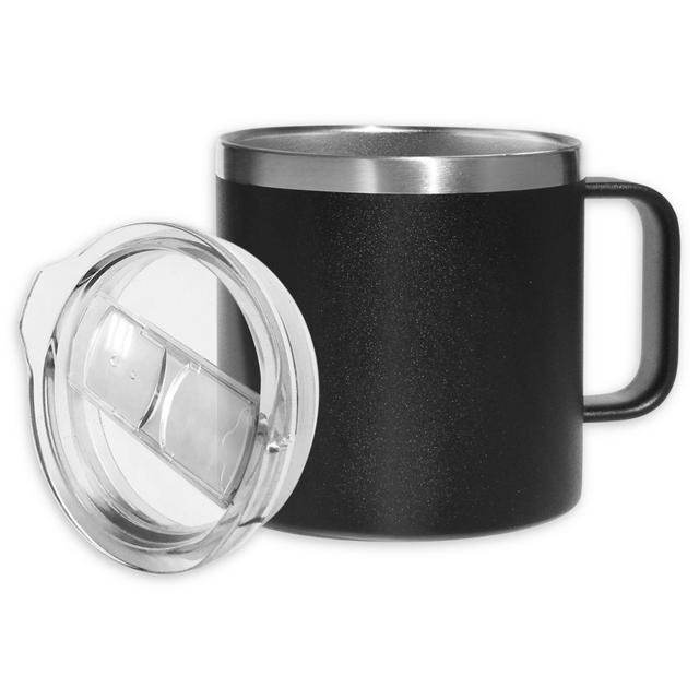 Stainless Steel Covered Coffee Mug in Black