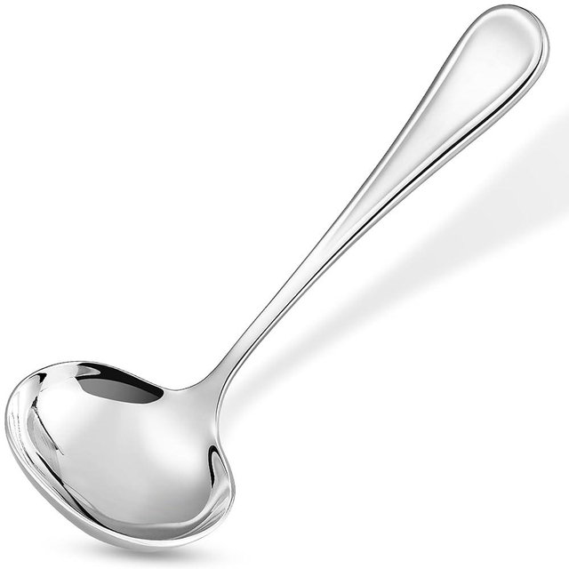 KEAWELL Premium 7.1" Verona Gravy Ladle, 18/10 Stainless Steel, Heavy-Duty with Deep Bowl, High-Polished Finish, Ergonomic Handle for Smooth Pouring, Dishwasher Safe (1, 7.1" Gravy Ladle)