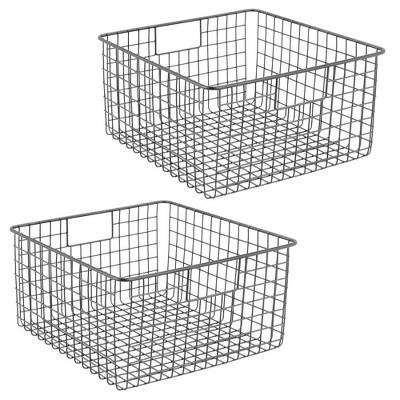 mDesign Bath Metal Storage Organizer Basket, 2 Pack