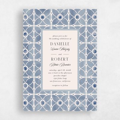 Denim Blue Wedding Invitation - Anafi Portrait