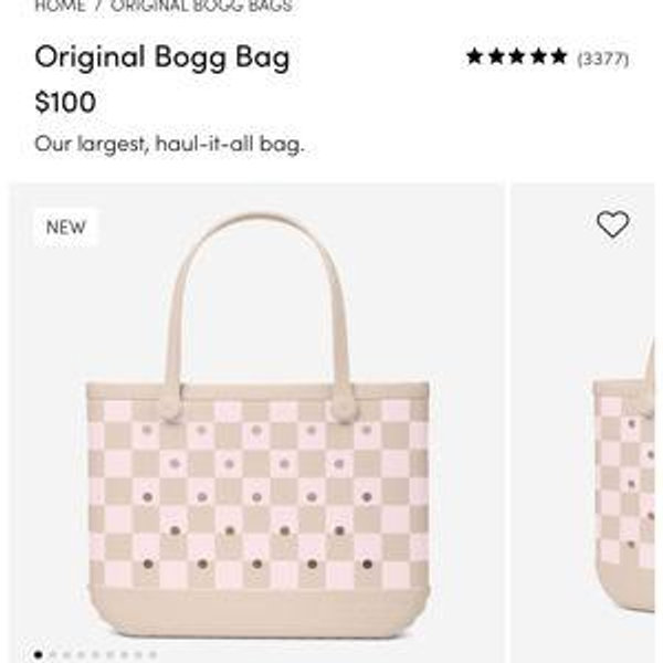 Original Bogg Bag - Checkered Linen/ Pink Marshmallow