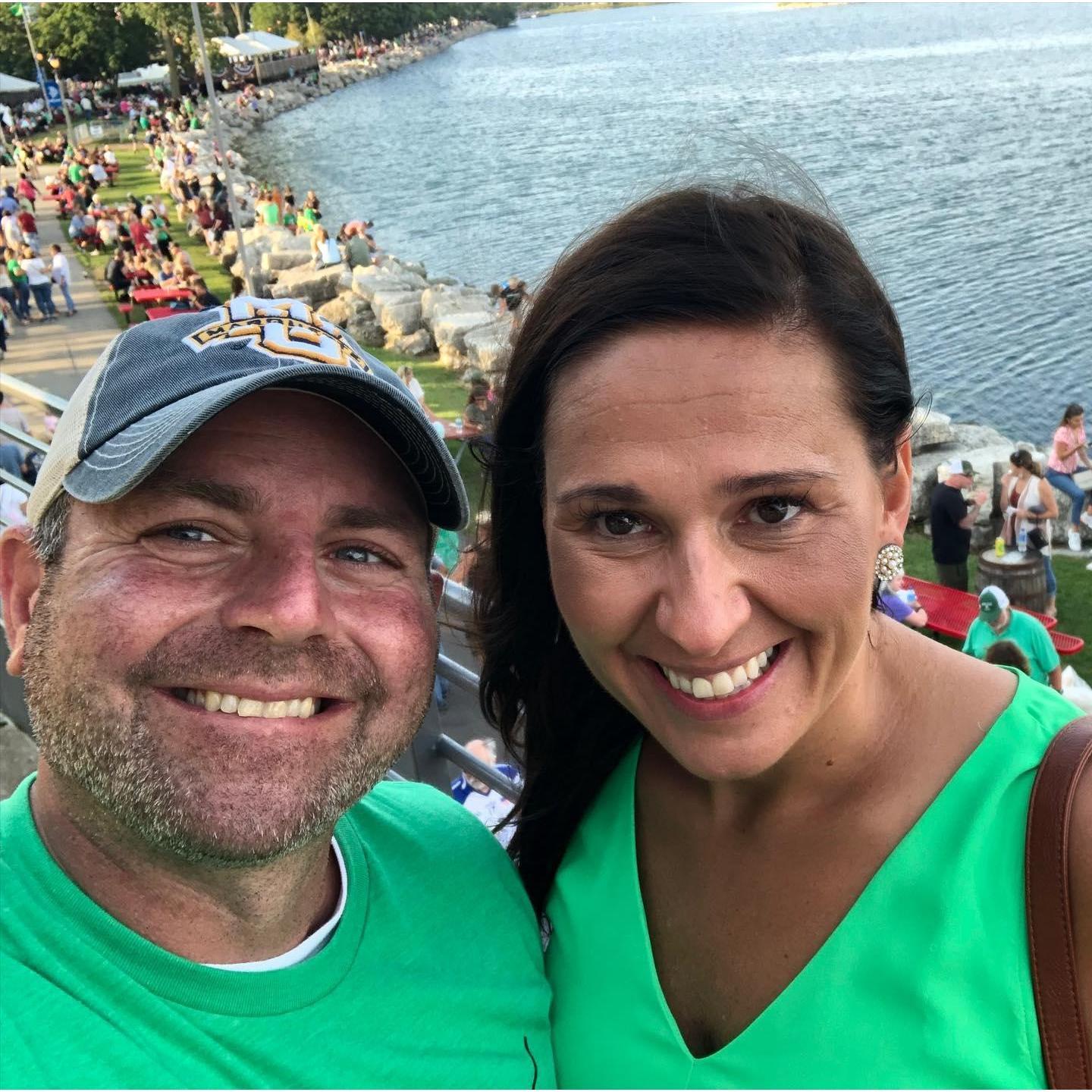Newly dating Katie took Brian to meet 10,000 of her closest friends. He quickly realized how much fun the Irish are and traded in his German roots for the fest.  @Irish Fest