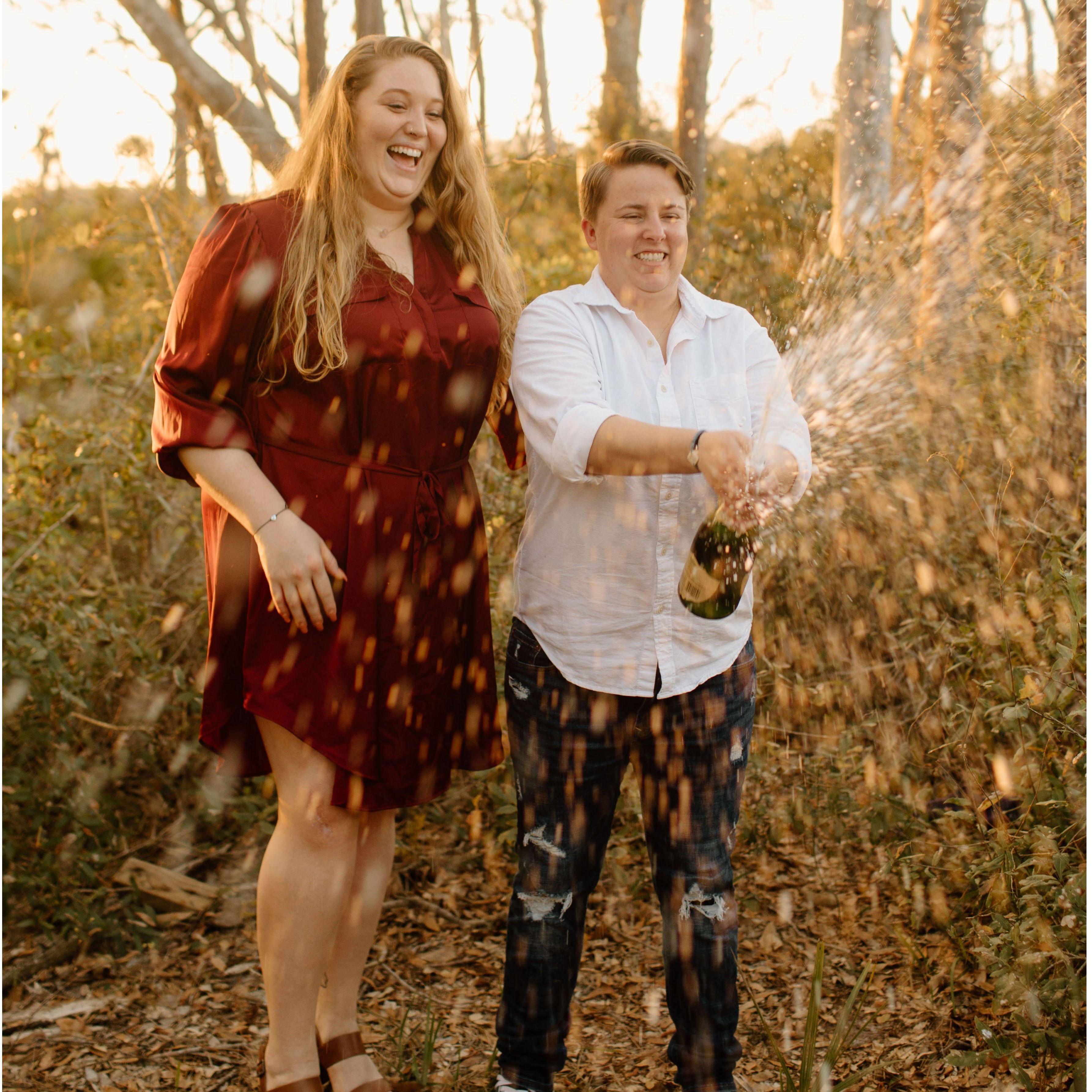 Engagement Session February 2023 - Wanted to capture us doing one of our favorite things.. popping bottles!