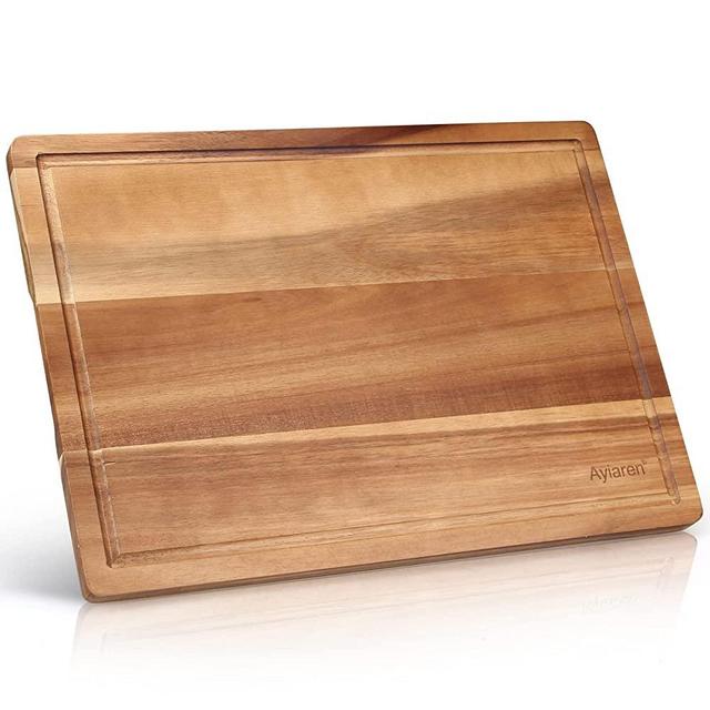 17" Best Acacia Wood Cutting Board for Kitchen Large Charcuterie Board Wooden Chopping Boards Butcher Block Fruit Charcuterie Cheese Boards Meat Serving Platter Carving Board