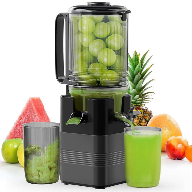 Juicer Machines with 5.8" Wide Feed Chute, Masticating Juicer for Whole Vegetables & Fruits, Cold Press Juicer,Juice Extractor Machine Easy to Clean, Grey