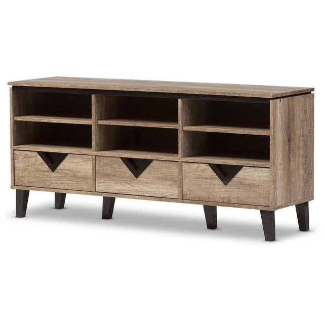 Wales Modern and Contemporary 55" TV Stand - Light Brown - Baxton Studio