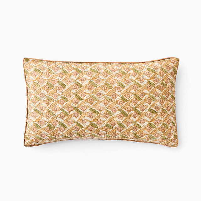 Pierce & Ward Floral Lattice Pillow Cover, 12x21, Mahogany Rose