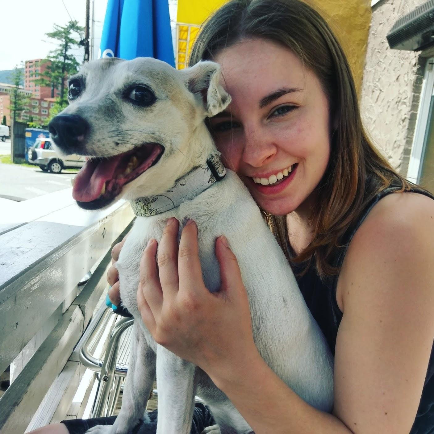 July 6, 2017: Kyle took this photo when we stopped for lunch after taking Syb for a walk on campus!