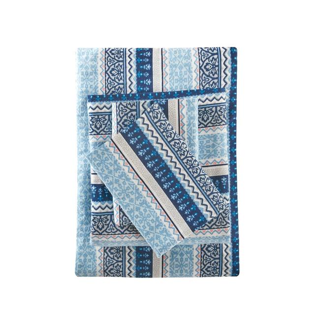 Flannel Print Sheet Set (Queen)Blue Fair Isle