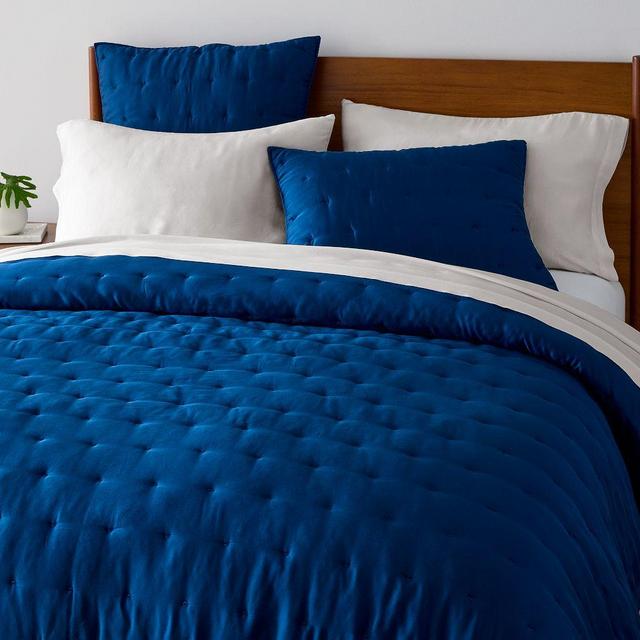 Tencel Crescent Stitch Quilt, King, Regal Blue
