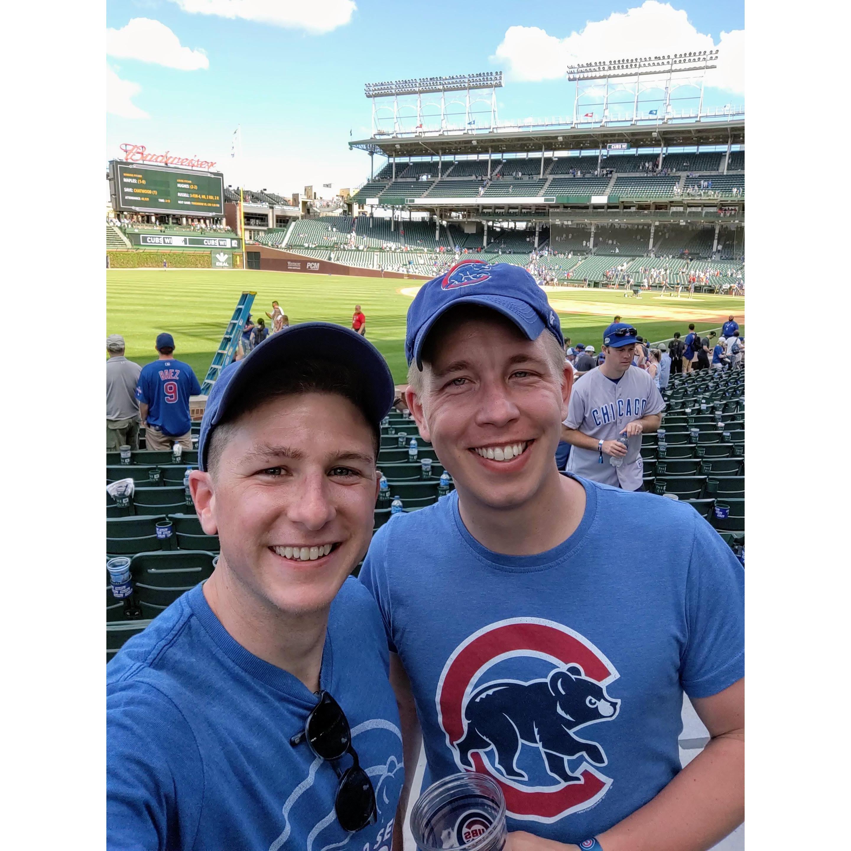 Enjoying an afternoon at Wrigley Field