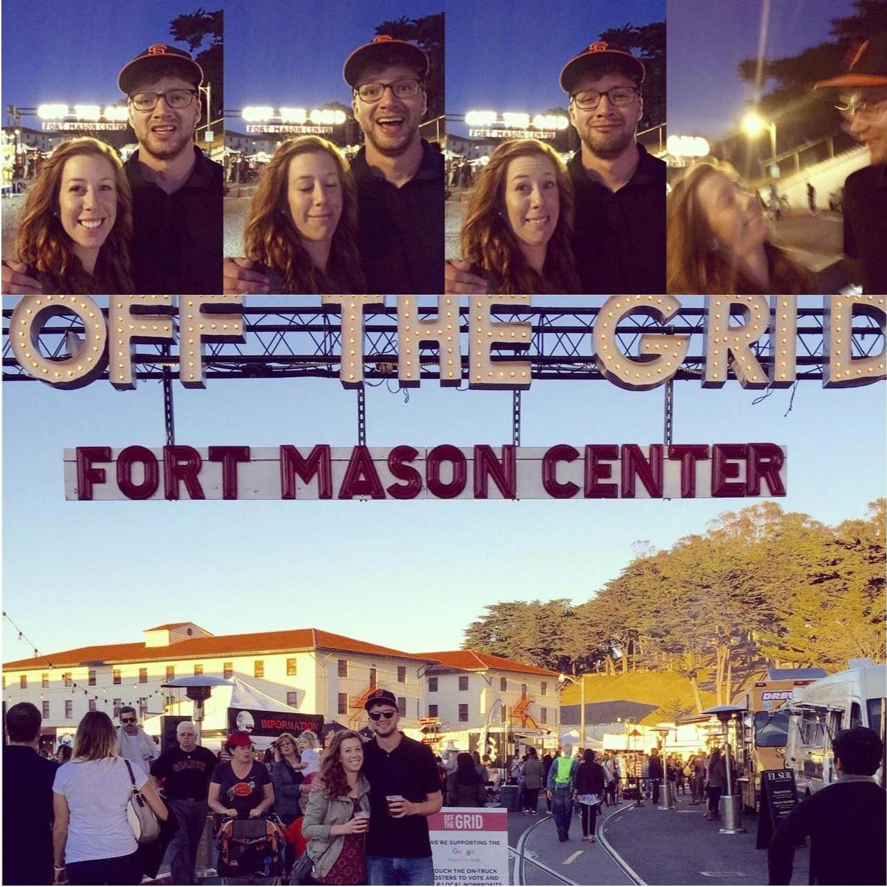 1st year date-iversary picture! We met at Fort Mason "Off the Grid" food truck night. Now we go regularly to the one down the street from our home.