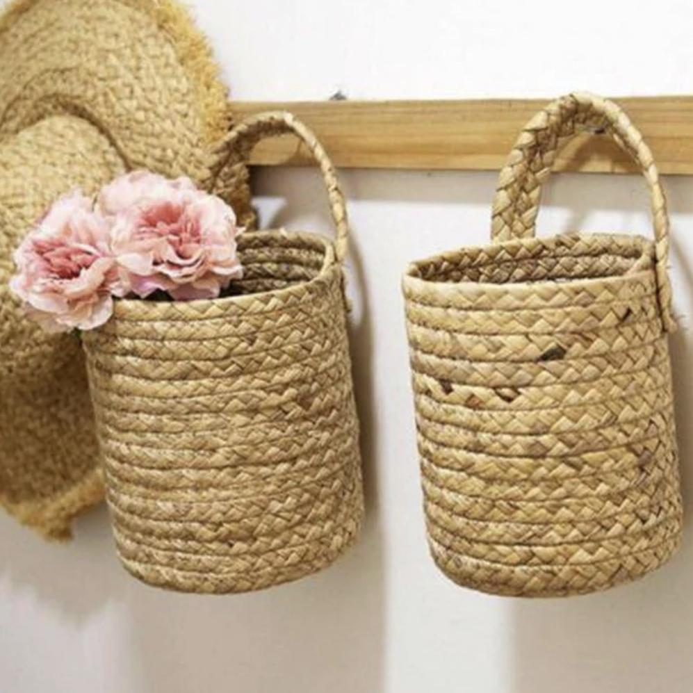 Willy Wicker Storage Basket Handmade Wall Hanging Flower Basket
