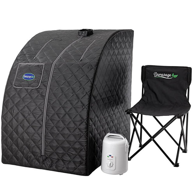 Durasage Lightweight Portable Personal Steam Sauna Spa for Relaxation at Home, 60 Minute Timer, 800 Watt Steam Generator, Chair Included (Black)