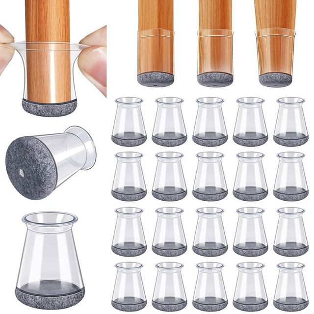 BUMACO Chair Leg Floor Protectors Chair Leg Protectors for Hardwood Floors Silicone Pads Covers to Protect Floors Clear-20 Pcs Universal XS (8/16"-15/16")