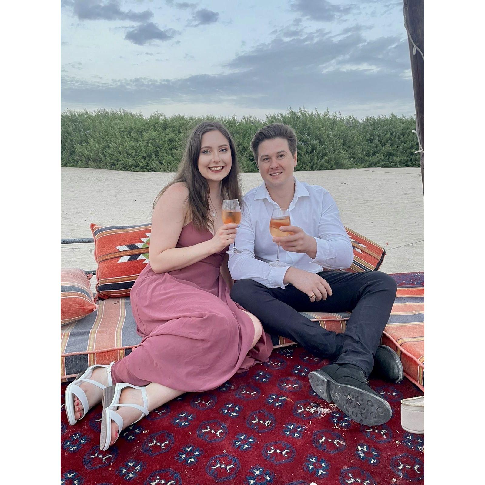 Enjoying some Rosé right after the proposal in Dubai!