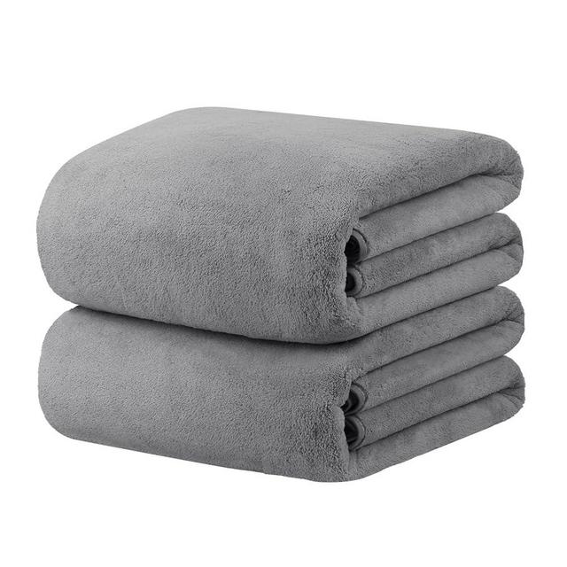 JML Luxury Hotel & SPA Oversized Bath Towels (2 Pack, 40"x80") - 350GSM High-Density Fleece Towel Sets - Super Soft and Absorbent, Lint Free, Fade Resistant Extra Large Bath Sheet, Grey
