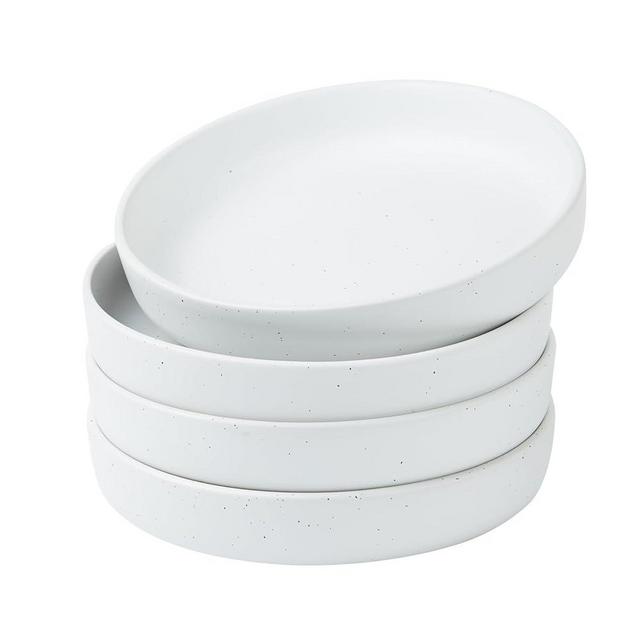famiware 8.5" Pasta Bowl Set of 4, Stackable Salad Bowl for Kitchen Bread Meal Prep Bowls, Ceramic Serving Bowl Set for Cereal Bowl, Plate Bowl, Ceramic Bowl, Microwave Dishwasher Safe, White