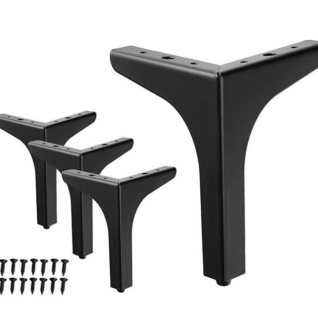 WEICHEN 7 inches Metal Furniture Legs Metal Polishing Black Triangle Sofa Legs for Table Cabinet Cupboard Sofa Furniture Feet Set of 4 (7 inches）