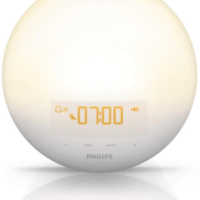 Philips Wake-Up Light Alarm Clock with Sunrise Simulation and Sunset Fading Night Light, White (HF3510)