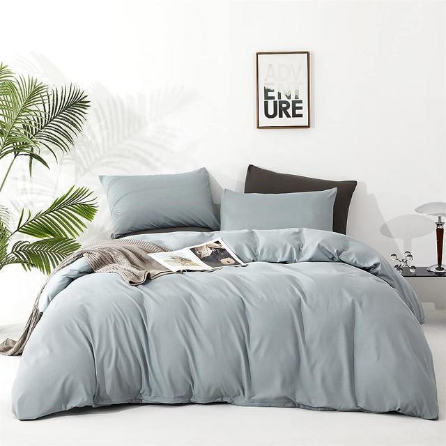 Cottonight Blue Comforter Set King Light Blue Bedding Comforter Set Solid Haze Blue Blanket Quilts Modern Soft Breathable Simple 3 Piece Baby Blue Comforter Set for Women Men King Bed
