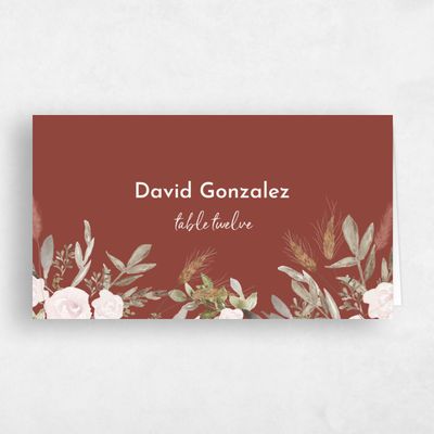 Orange Boho Wedding Place Card - Adeleida