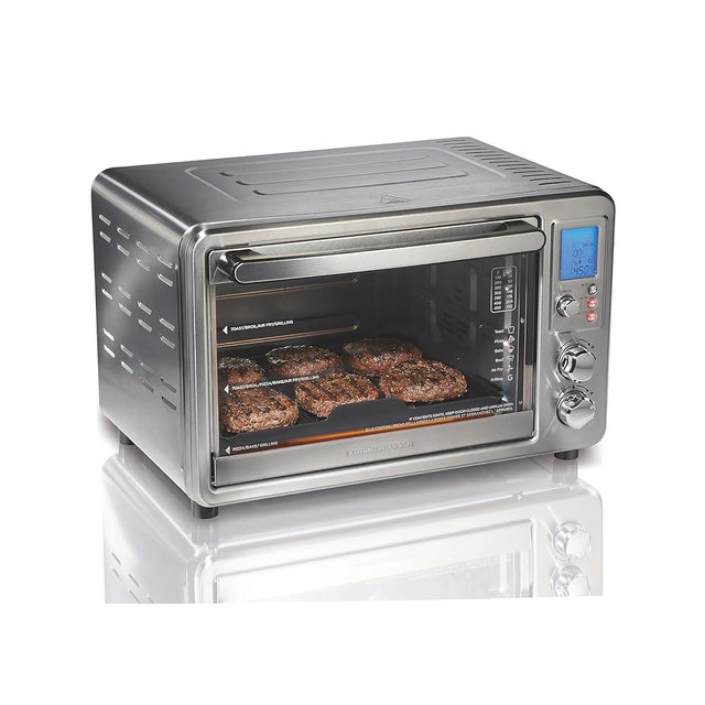 Hamilton Beach Sure Crisp Air Fryer Toaster Oven Combo & Electric Indoor Grill, 450 F Searing Temp, Bake, Broil, Toast and Pizza Functions, 88 cu. ft., 6 Slice Capacity, Stainless Steel (31395)