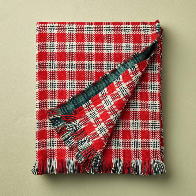 50"x60" Vintage Reversible Brushed Woven Throw Blanket Red Plaid - Hearth & Hand™ with Magnolia