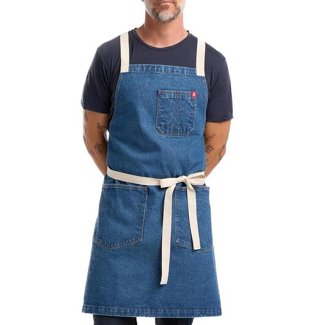 hedley & bennett Crossback Apron - Professional Chef's Apron - Cross Back Mens Apron - Mens Cooking Apron - Kitchen Apron - Chef Aprons for Men & Women - 8oz 100% Cotton Demin Fabric - Georgia Blue