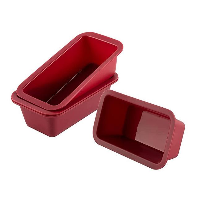Silicone Mini Loaf Pan Set of 4, NonStick Easy Release Rectangle Silicone Mini Cake Pan for Baking Bread, Flexible BPA Free Silione Baking Mold and Bread Mold, Toast Pan, Brownie Loaf Pan, Cake Mold