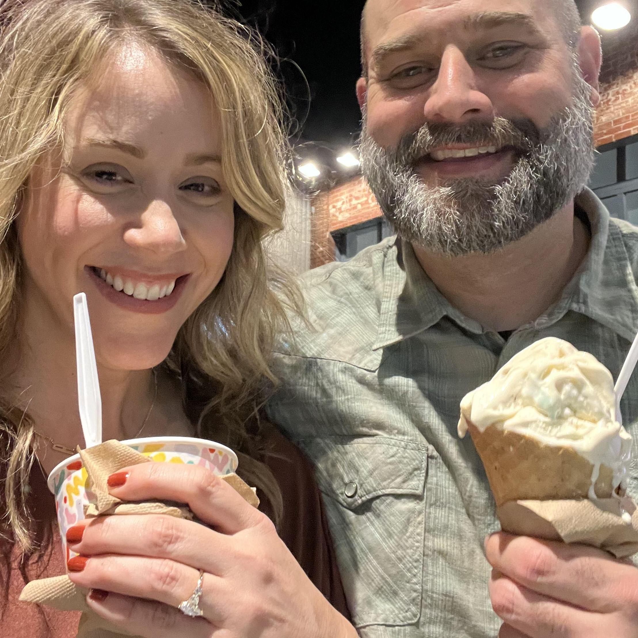 We celebrated our engagement with Amy's ice cream.
