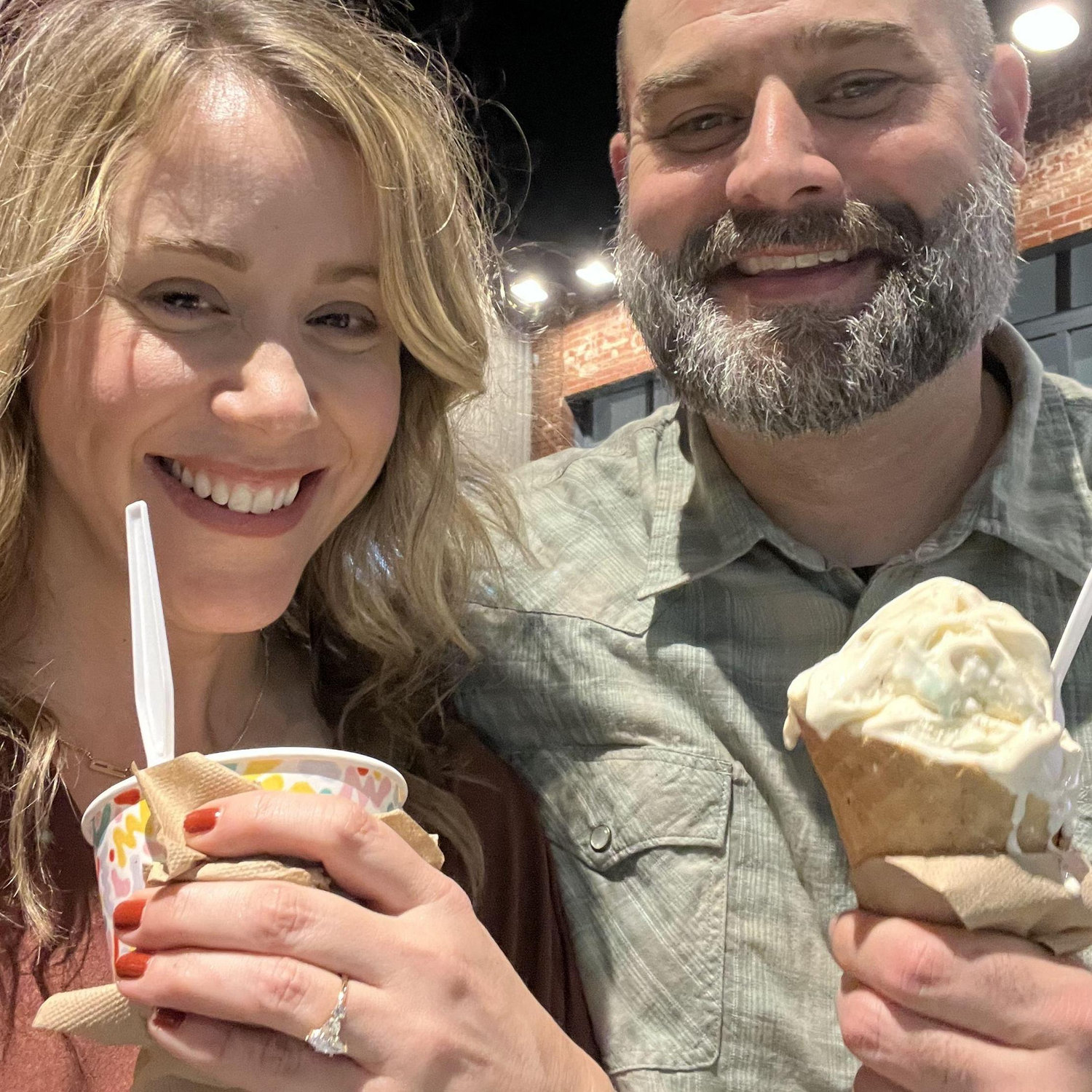 We celebrated our engagement with Amy's ice cream.