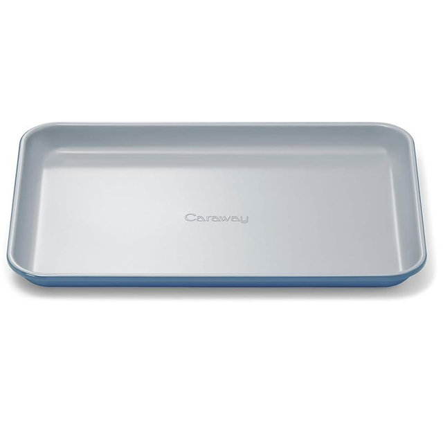 Caraway Nonstick Ceramic Small Baking Sheet (9x13”) – Non-Toxic, PTFE & PFOA Free – Oven Safe – Aluminized Steel Core – Mini Sheet Pan for Baking, Roasting & More - Slate