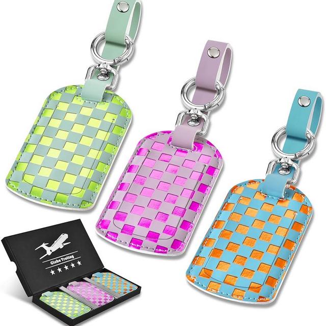 Luggage Tags for Suitcases Travel Accessories: Leather Luggage Tag 3 Pack TSA Approved Airplane Travel Essentials for Women, Bag Tags for Luggage Long Flight Must Haves Travels Gift Airport Essentials