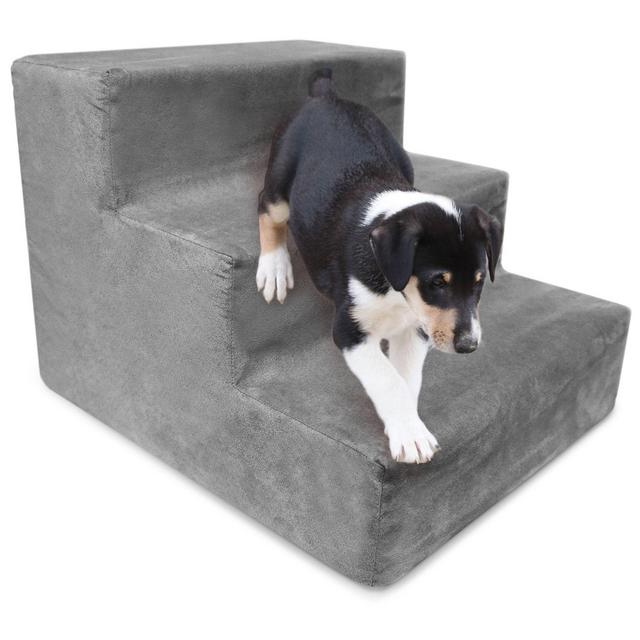 Precious Tails High Density Foam 3 Steps Pet Stairs in Grey