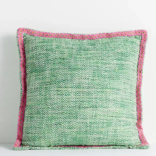 Bermuda Woven Embellished Edge Indoor/Outdoor Pillow