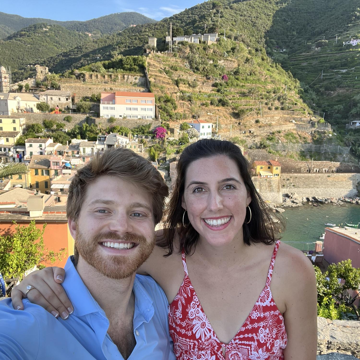 July 2024: During their trip to Italy, Clinton proposed to Riley on top of a castle overlooking the sea where she said YES to spending life with her favorite adventure partner!