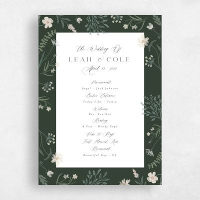 Deep Forest, Green Wedding Program - Valentina