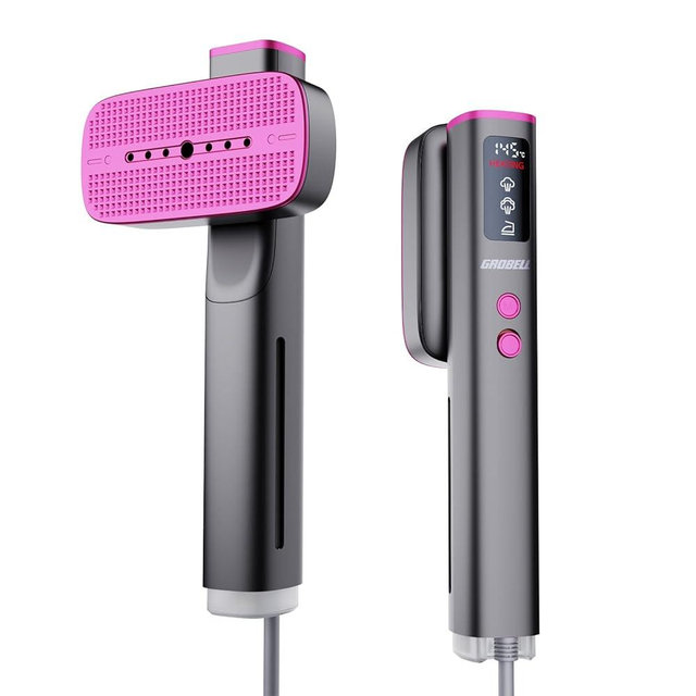 GROBELL Travel Garment Steamer for Clothes: 100V-220V Portable Hand Held 2 In 1 Steam Iron, 20s Smart Fast Heat Up Handheld Clothing Steamer, 4 Modes with LED Display, Travel Size, for Global Voltage