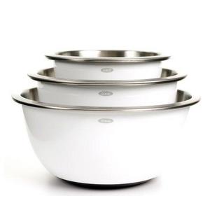 OXO 1107600 Good Grips 3-Piece Stainless-Steel Mixing Bowl Set White