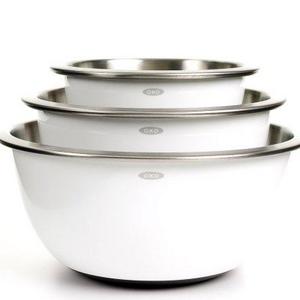 OXO 1107600 Good Grips 3-Piece Stainless-Steel Mixing Bowl Set White