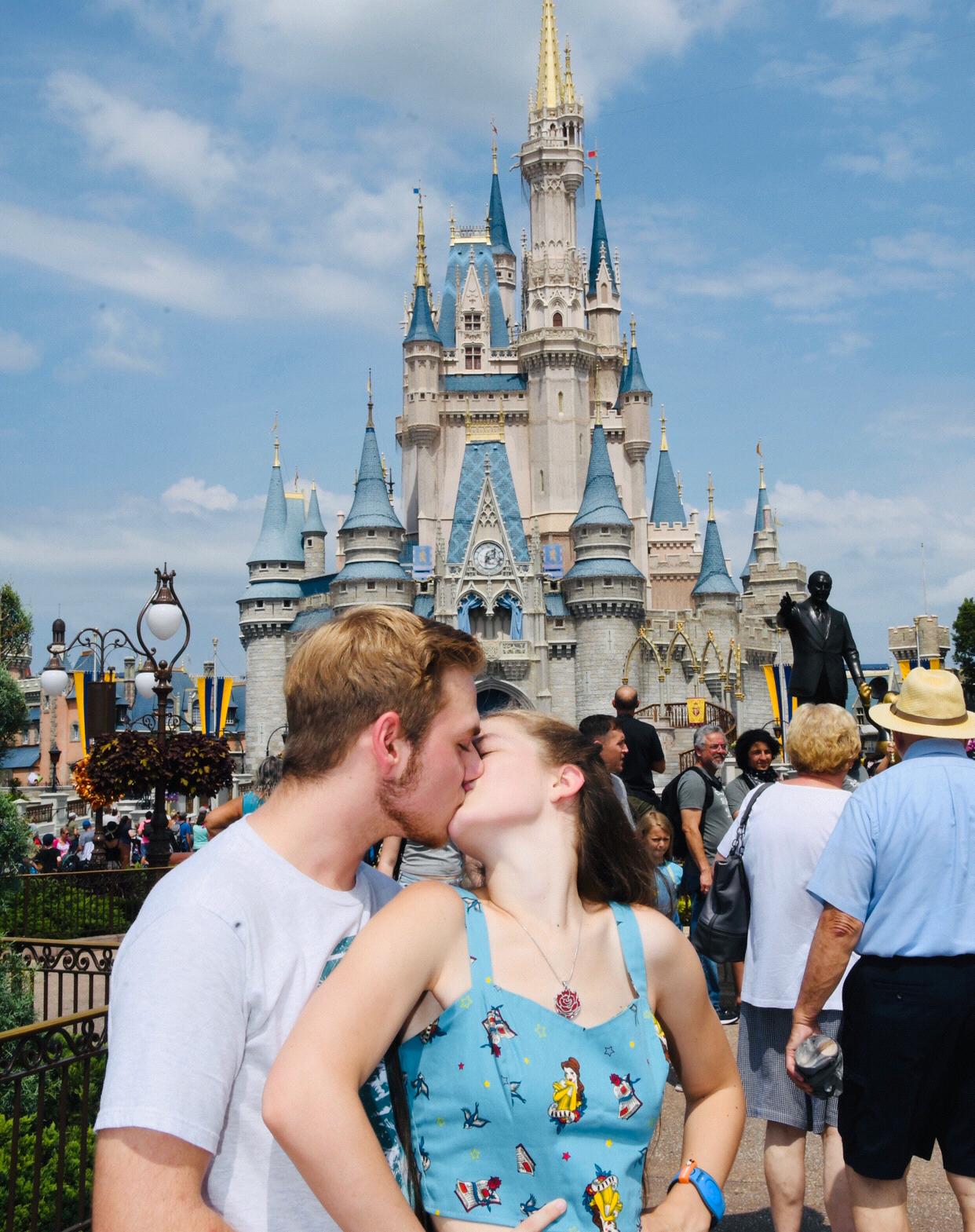 Our first kiss! Our fairytale begins in Magic Kingdom!