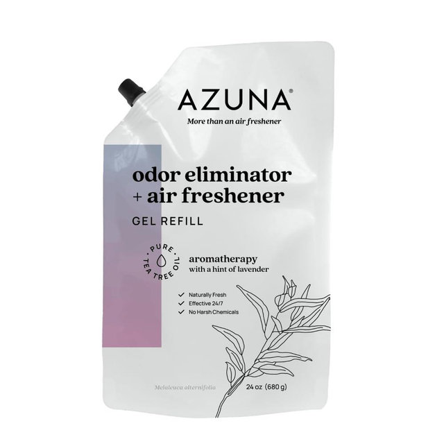 Azuna All-Natural Odor Remover Gel Refill Pouch | Air Purifier with Tea Tree Oil | Plant-Based & Long Lasting | For Pet Odors, Smoke & Strong Odors | Lavender Aromatherapy, 24 oz.