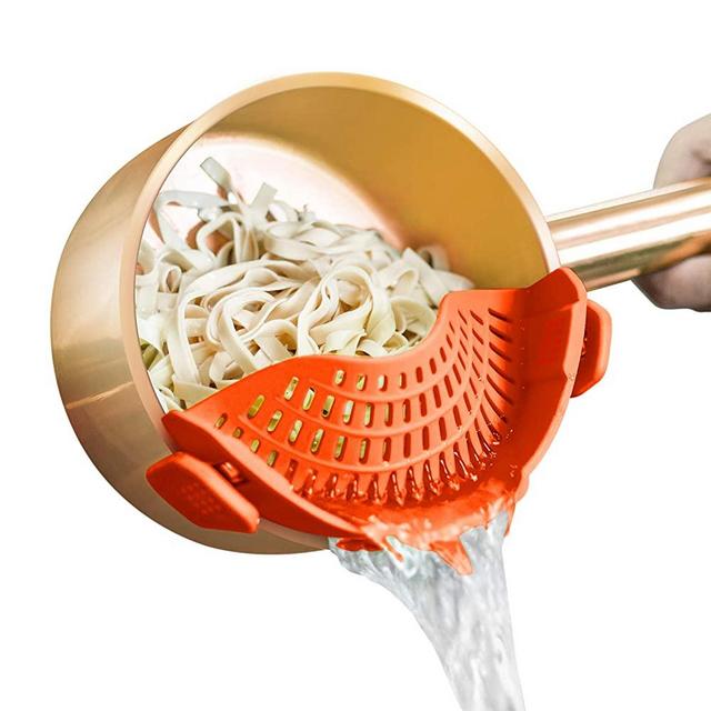 AUOON Clip on Strainer for pots Pans,Heat Resistant Silicone, Easy to Use and Store, Dishwasher Safe (Grey)